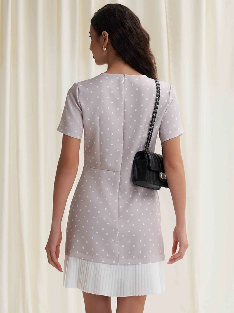 Elegant Retro Black Polka Dot Dress Women Office Style Sexy Short Summer Dresses Short Sleeve Polka Dot Beach Dress Women 2025