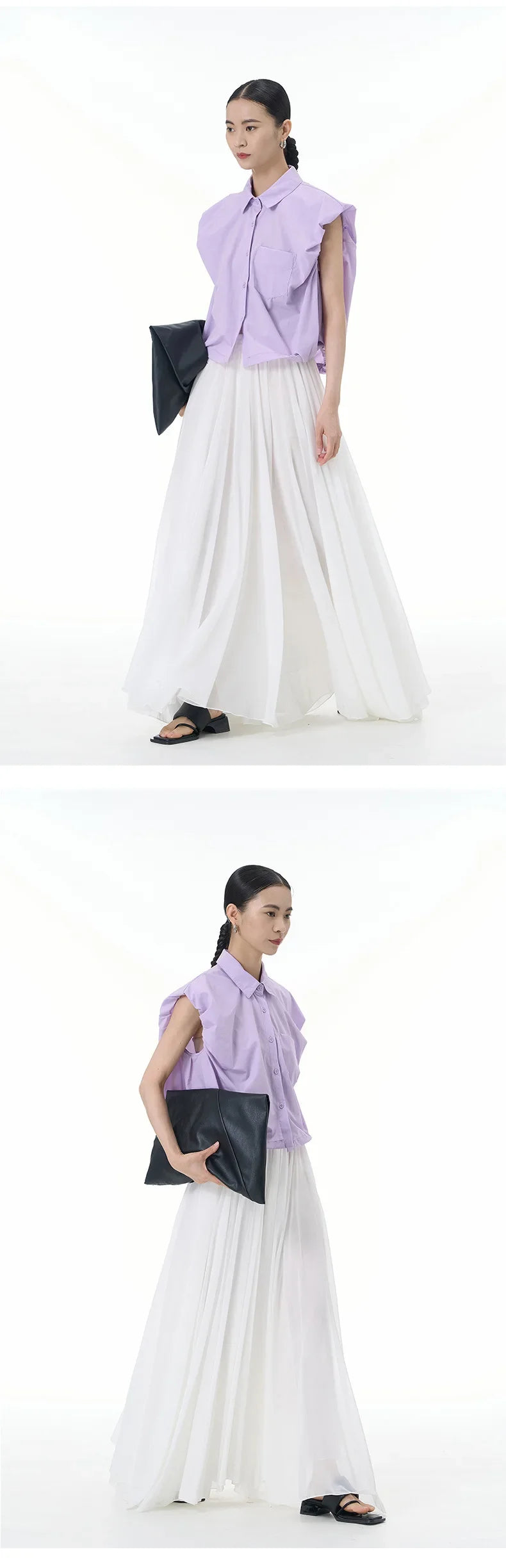 2024 Summer New Plus Size Women's Loose Fit Slimming Sleeveless Short Sleeve Shirt Cropped Trendy Cool Clothing