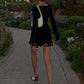 TARUXY Spring New Knitted Mini Dress For Women Fungus Contrast Color Slim Sweater Dress Elegant Female Party Clothes Long Sleeve