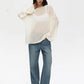 Original Fashion Hollow Out Knit Shirt Spring And Summer Women's Perspective Thin O-Neck Loose Elastic Long Sleeve Knit T-shirt
