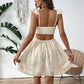 Elegant Women Summer Lace Floral Patchwork Corset Mini Dress Sleeveless Square Neck Tie-up Short Tank A-line Flowy Party Dress