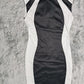 Elegant Women Party Club Dresses 2023 Summer Fashion Colorblock Round Neck  Bodycon Dress Sleeveless Casual Mini Black Dress