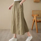 High Waist Casual Embroidery Skirts Women New Arrival 2024 Summer Vintage Style Solid Cotton Linen Female A-line Long Skirt