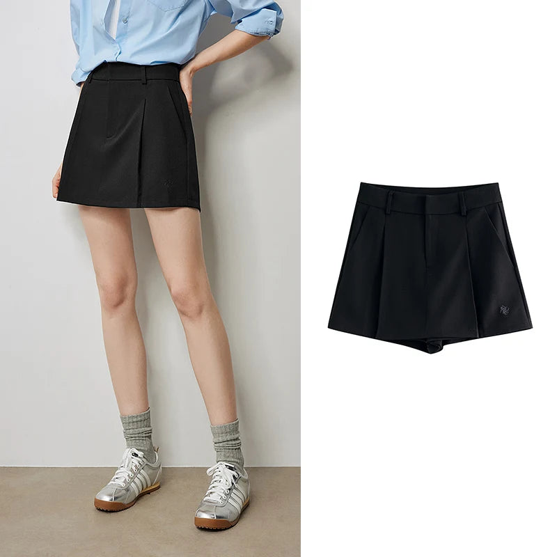 TOYOUTH Women Mini Skirt Pants 2024 Autumn New High Waisted A Line Suit Pants Skirt