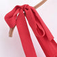 French Red Holiday Party Sling Summer Dress For Women Bow Shoulder A-line Slim Midi Chiffon Dresses