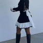 Tossy Ruffled Bow Knit Mini Dress Women's Summer Backless Contrast Cardigan Lace-Up Elegant Dress Female Knitwear Bandage Dress