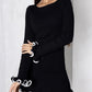TARUXY Spring New Knitted Mini Dress For Women Fungus Contrast Color Slim Sweater Dress Elegant Female Party Clothes Long Sleeve