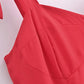 French Red Holiday Party Sling Summer Dress For Women Bow Shoulder A-line Slim Midi Chiffon Dresses