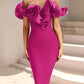 Women's Off Shoulder Bandage Midi Dress Luxury Design Ruffled  Elegant Black Sleeveless Ruffled Sexy Club Party Evening Dresses