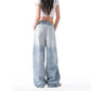 Retro American Light Blue Denim Jeans Loose Wide Leg Straight Floor-Length Trousers for Men And Women Autumn Fashion Brand