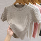 2025 Summer T shirts for Women Casual Female Korean Knit Streetwear Tees Basic Solid Young Cool Tops