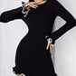 TARUXY Spring New Knitted Mini Dress For Women Fungus Contrast Color Slim Sweater Dress Elegant Female Party Clothes Long Sleeve