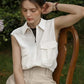 VIMLY Women's Commuter Vest Coat 2025 Summer Simple Fashion Sleeveless Zipper Lapel Neck Vest Coat Female Casual Short Waistcoat