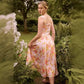 SAW Independent Station Pure Desire Square Collar Dress with Pocket Pink Print Ribbon Corduroy Sleeveless Women's Dress