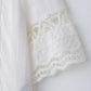 TRAFZA Women Fashion O-Neck Crocheting Details White Skirt Suit Short-sleeve Blouse+Side Zipper White Pleated Midi Se Long Skirt