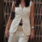 Wolfeel Cotton linen Chic Casual Vest Shorts Set Women's Fashion Commuter Sleeveless Tank Top Loose Shorts Suits Summer New