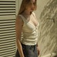 Bow V-neck Knitted Slim Crop Top Women Summer Patchwork Spaghetti Strap Sleeveless Tank Tops Casual Streetwear All-match Vests