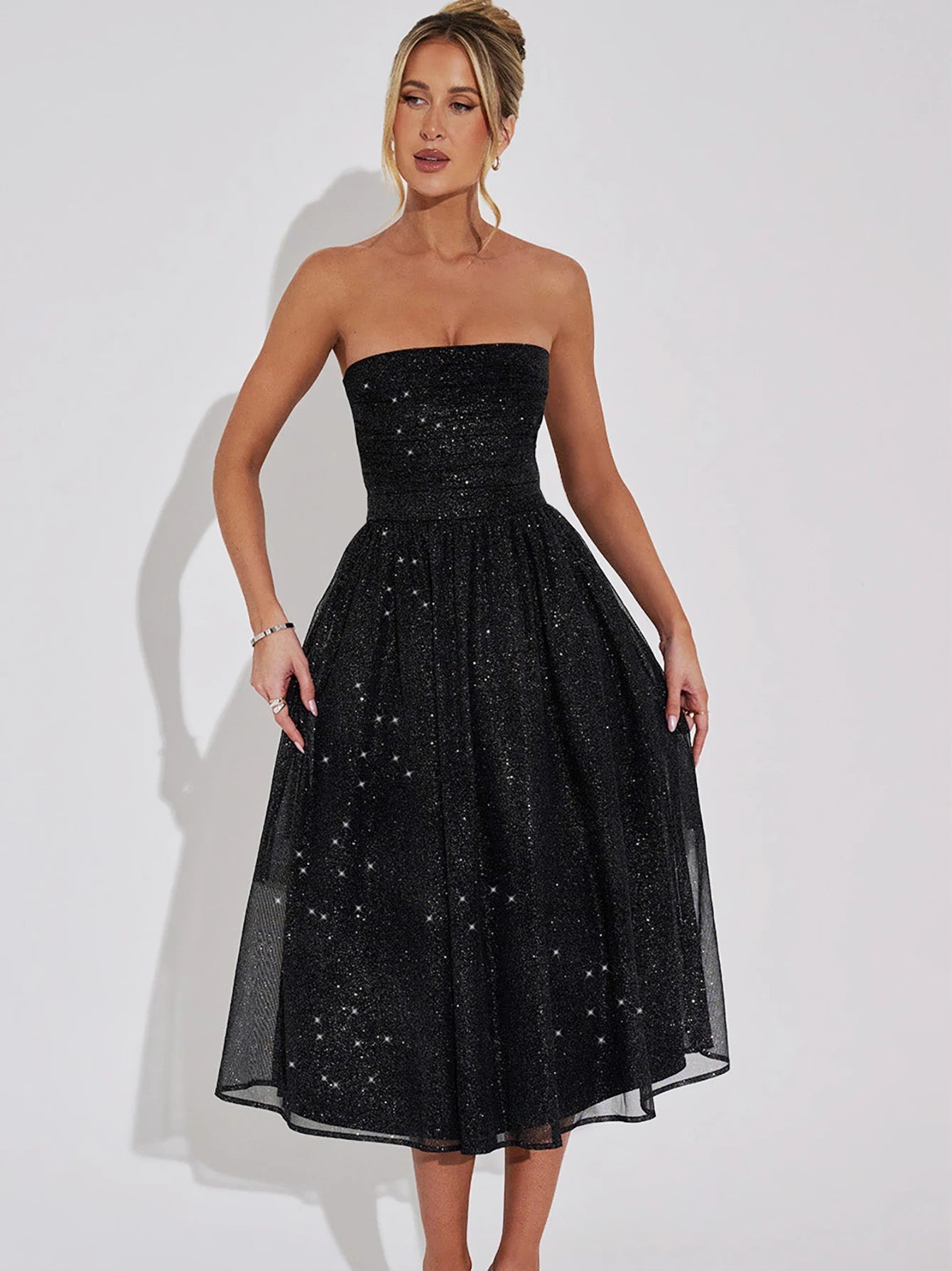 Hawthaw Women 2024 Summer Autumn Elegant Party Club Evening Birthday Bodycon Black Midi Dress Wholesale Items For Business