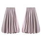 Combhasaki Women's Elegant Elastic High Waist Solid Color A-Line Pleated Puffball Hem Casual Flowy Balloon Bud Midi Skirts