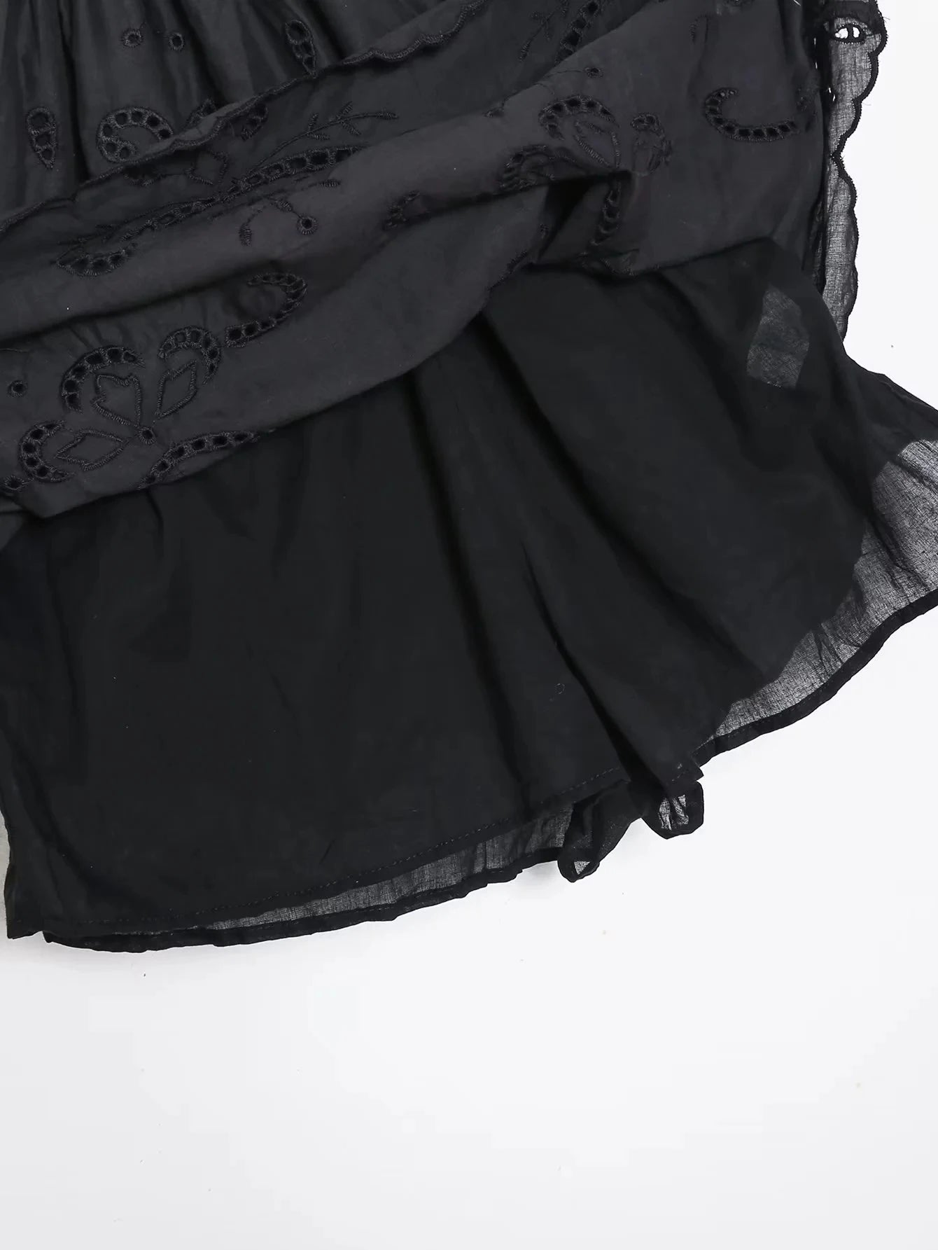 XNWMNZ 2024 Women Fashion Hollow out Embroidery Dress Vacation V-Neck Thin Strap Open Back Female Chic Mini Dresses