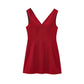 TRAFZA Summer Women V-Neck Sleeveless Backless Decorate Zipper Mini Dress Fashion Woman Sexy Dresses Street Style Party Dress