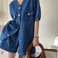 Women's Denim Short Sleeve Top and Shorts Two Piece Suit French Fashion Spring Summer Cowgirl Top Streetwear Korean Leisure New