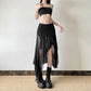 Zoki Sexy Irregular Y2K Skirts Women Vintage American High Waist Slim Slit Long Skirt Casual Lady Streetwear Retro Summer Skirts