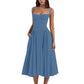 Women's French Style Long Dress with Solid/Floral/Checkered Multi Color Options Knee-Length Dress 2025 New Arrival