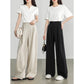 TOYOUTH Women Casual Pants 2024 Summer New Wide Leg Lightweight Linen Japanese Lazy Mountain Yamamoto Pants