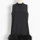 TWOTWINSTYLE Feather Fur Dress For Women O Neck Sleeveless Loose Tassel A Line Dresses Female Streetwear 2022 Summer Fashion New