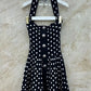 Tuularose Knit Backless Short Dress Women's High Waist Sleeveless Polka Dot Neck Dress Elegant Vintage Party Evening Dress 2025