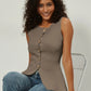 Slim Fit Knitted Vest Single Button Women's Style Cross-Border Clothing Crew Neck Tank Top Fashionable And Stylish