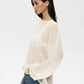 Original Fashion Hollow Out Knit Shirt Spring And Summer Women's Perspective Thin O-Neck Loose Elastic Long Sleeve Knit T-shirt