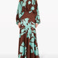 Evening Dresses  Vacation Style Elegant Socialite Printed Off Shoulder Slit Dress