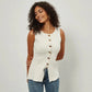 Slim Fit Knitted Vest Single Button Women's Style Cross-Border Clothing Crew Neck Tank Top Fashionable And Stylish