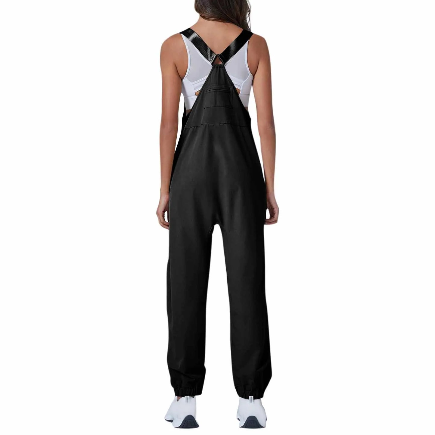 Women'S Jumpsuits Summer Fashion Casual Loose Wide Leg Jumpsuits Solid Color Insert Pockets Retro Button Strap Jumpsuits