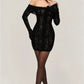 Oligai Winter Lace Long Sleeve Evening Party Dresses Women 2025 Black Sexy Elegant Maxi Dress Fashion Long Wedding Guest Dress
