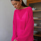 Original Fashion Hollow Out Knit Shirt Spring And Summer Women's Perspective Thin O-Neck Loose Elastic Long Sleeve Knit T-shirt