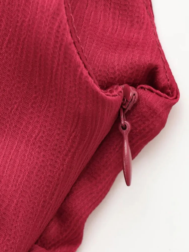 TRZA Women's Asymmetric Draped Blouse One Shoulder Side Zipper Chic Fashion Top Female Shirt