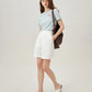 FSLE Cherry Embroidered Short-Sleeved Knitted Summer Women T-Shirt 2024 Summer New Round Neck Ruffled Ladies Top 24FS12400