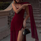 Casual Mesh Patchwork Women's Long Dress Fashion Strapless Split Banquet Dress 2025 Spring Summer Elegant Solid Holiday Dresses