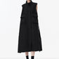 [EAM] Women Green Pocket Hem Drawstring Big Size Vest Dress New Stand Collar Sleeveless Fashion Tide Spring Autumn 2025 1DJ0147