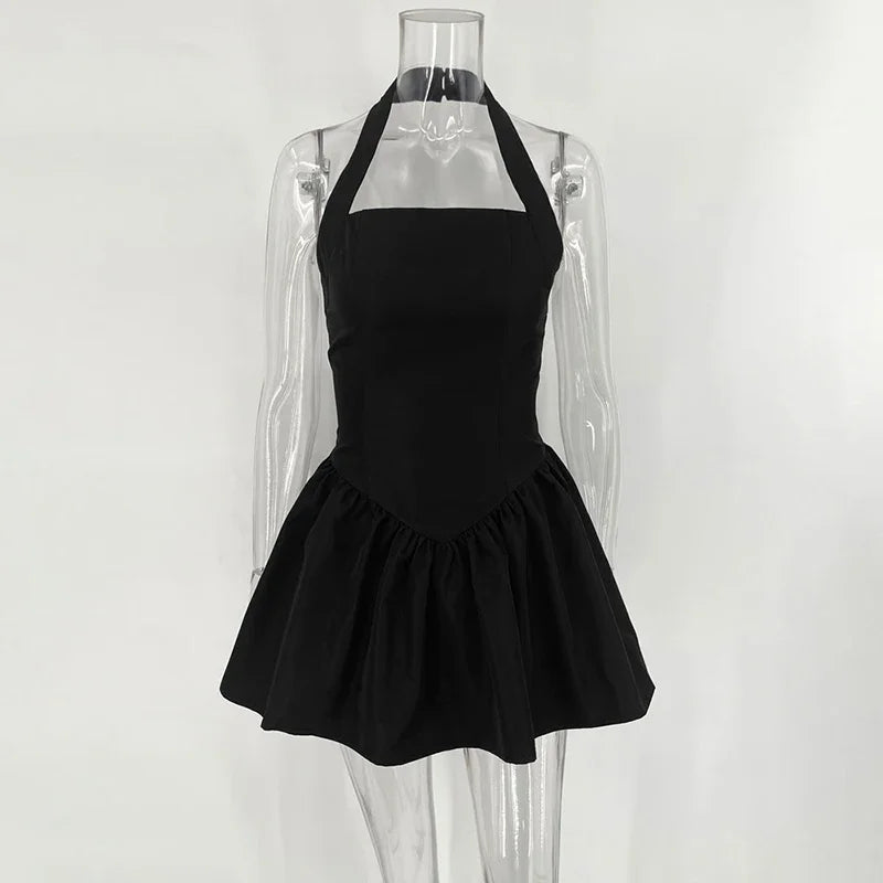 Trendix Ruffle Mini Dress Femme Sexy Backless Patchwork Sleeveless Slim A-Line Dress Vacation Casual Beach Party Elegant Dresses