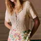 ZESSAM Solid Hollow Women T-Shirt Summer O-Neck Short Sleeve Button Lady Cardigan Classic Casual Vintage Femme Top 2025