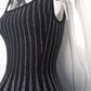 2024 Autumn Vintage Style High Quality Lady Sleeveless O-neckline Women Mini Short Knitted A-line Striped Dress