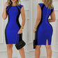 Elegant Women Party Club Dresses 2023 Summer Fashion Colorblock Round Neck  Bodycon Dress Sleeveless Casual Mini Black Dress
