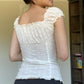 2024 New White Lace Tied Square Neck Summer T-shirts Chic Elegant Short Sleeve Tee Cotton Y2K Street Casual Bow Tie-up Top Women