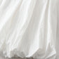 Combhasaki Women's Elegant Elastic High Waist Solid Color A-Line Pleated Puffball Hem Casual Flowy Balloon Bud Midi Skirts