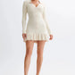 Tossy Ruffled Bow Knit Mini Dress Women's Summer Backless Contrast Cardigan Lace-Up Elegant Dress Female Knitwear Bandage Dress