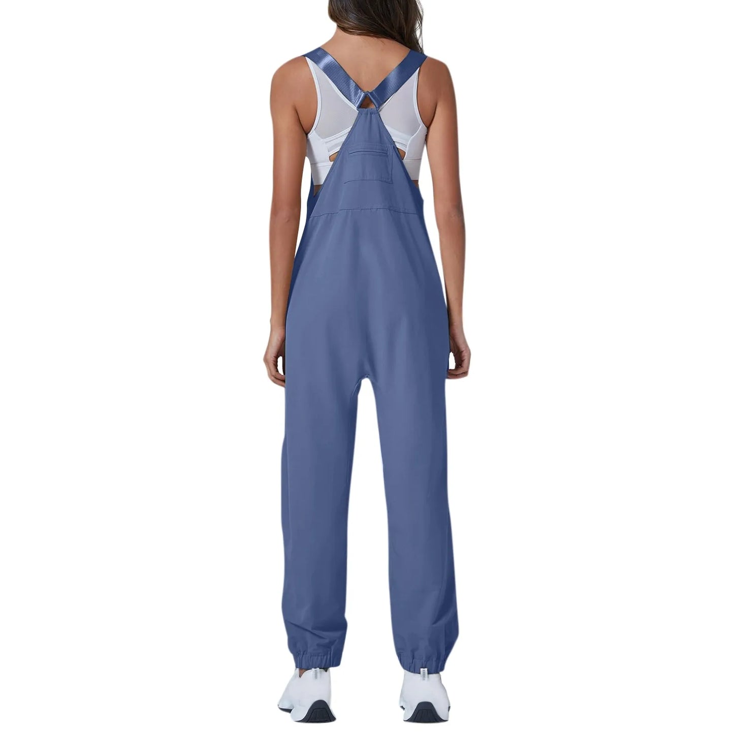 Women'S Jumpsuits Summer Fashion Casual Loose Wide Leg Jumpsuits Solid Color Insert Pockets Retro Button Strap Jumpsuits